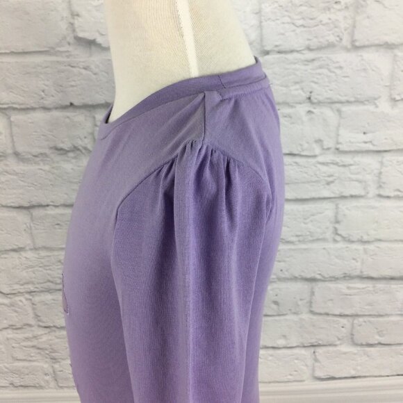 Top Girls Size 5 Purple Long Sleeve Sequin Embroidered Mesh Hearts by CR Kids - Picture 4 of 6